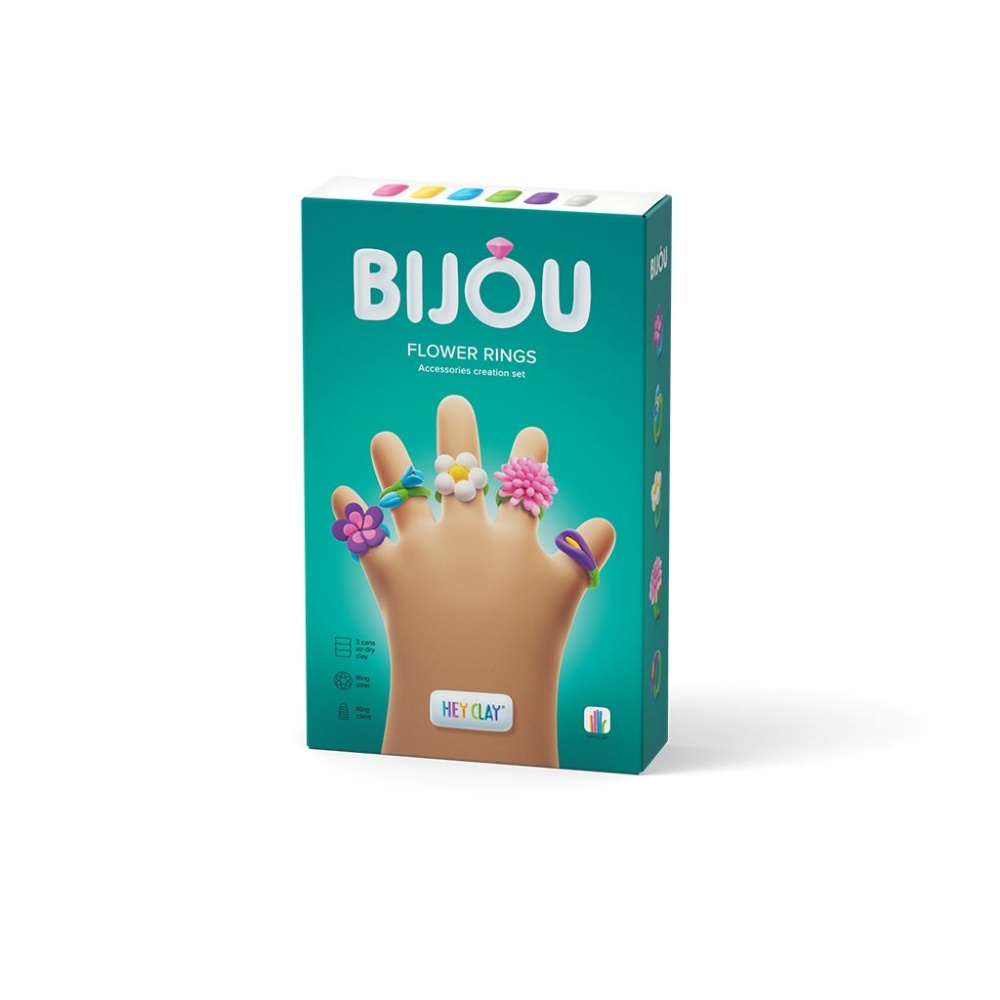 Hey Clay - Modelling Air-Dry Clay with Fun Interactive App - Flower Rings, series Bijou, 3 cans - Image 6