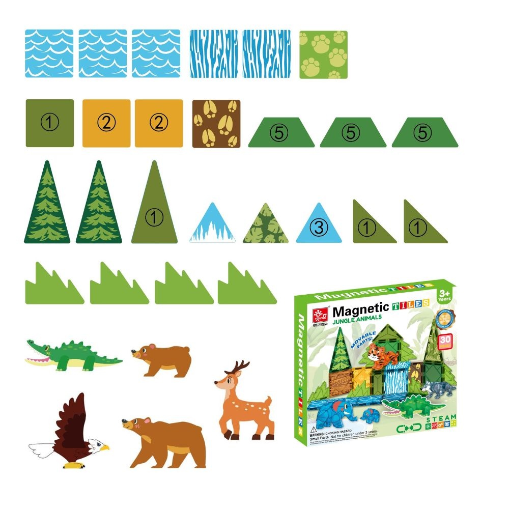 Magnetic Tiles - Forest Animals Set - 30 Pieces - Image 7