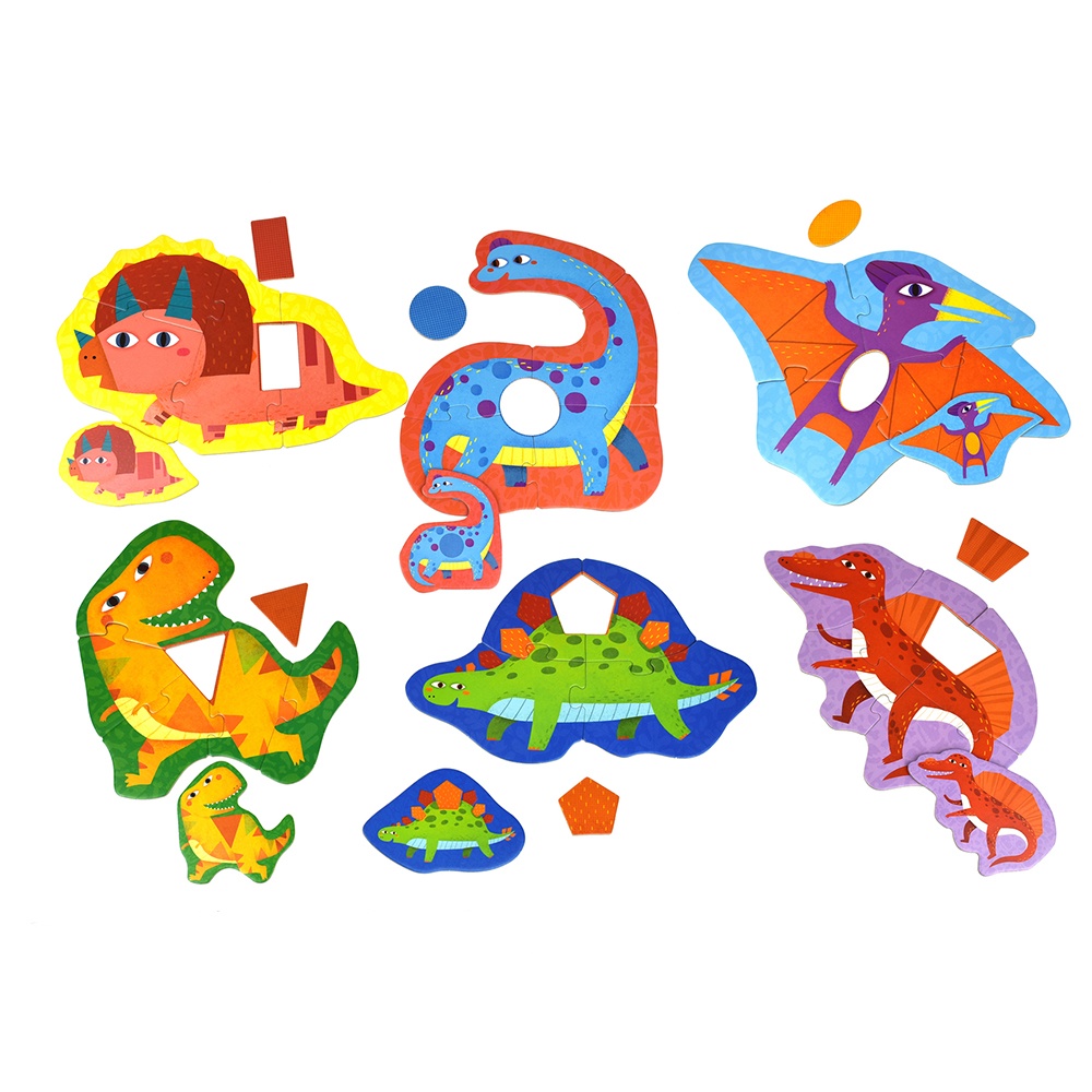Jar Meló - My First Dinosaur Puzzle Set - 6 Chunky Puzzles 33 Pieces - Image 2