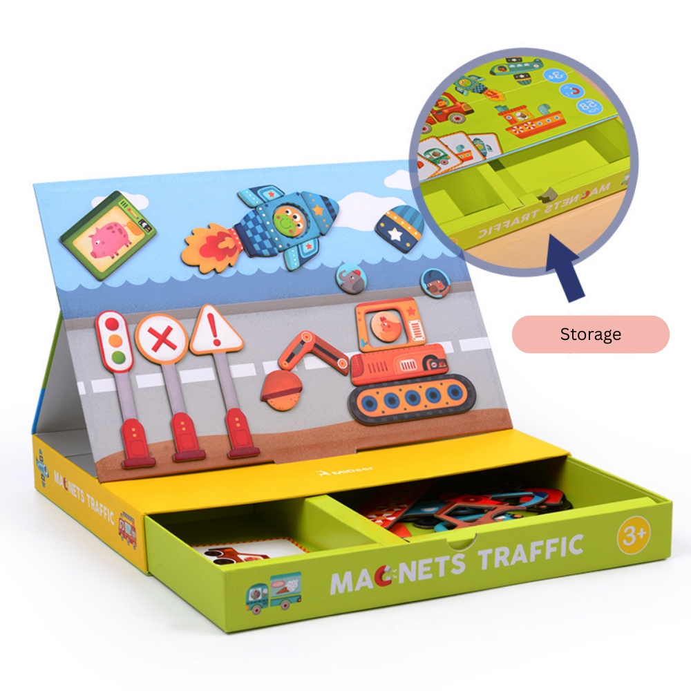 Mideer - Magnetic Imagination Puzzle Box with Activity Cards: Transport - Image 3