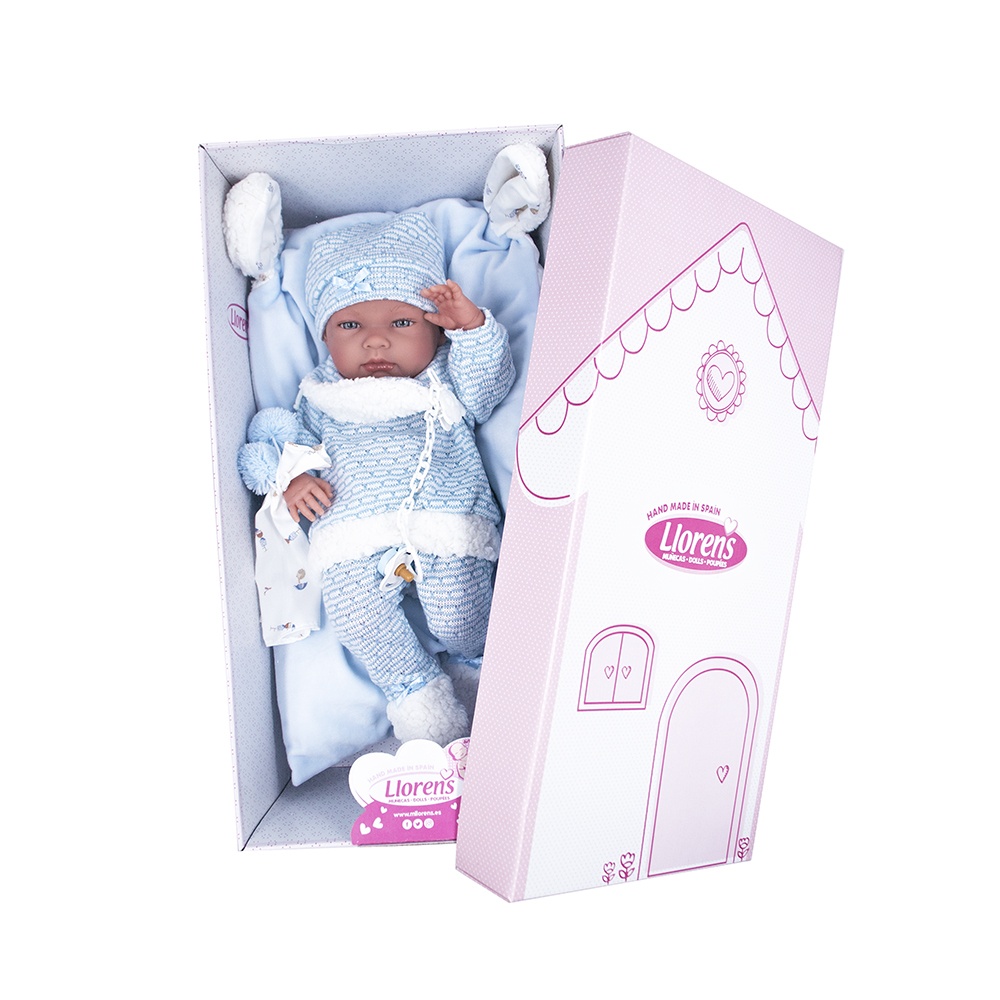 Llorens - Anatomically Correct Baby Boy Doll with Blue Outfit & Cushion: Nico - 40cm - Image 3