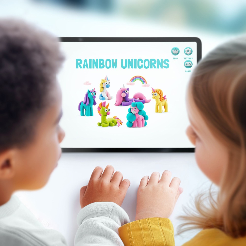 Hey Clay - Modelling Air-Dry Clay with Fun Interactive App - Brighty, Series Rainbow Unicorns, 3 cans - Image 2