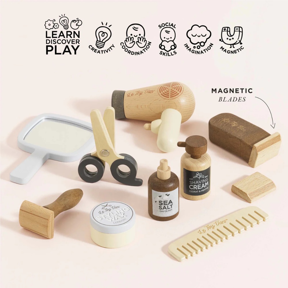 Le Toy Van - Wooden Hairdresser and Barber Kit - 12pcs - Image 3