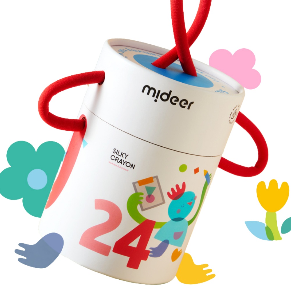 Mideer - Silky Crayons Colourful Bucket - 24 Colours - Image 2