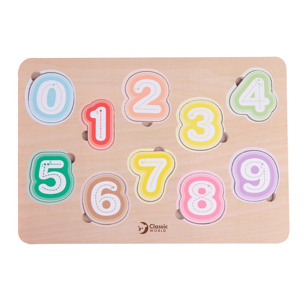 Classic World - Numbers & Fruit - Counting & Tracing Wooden Puzzle - 10pcs - Image 3