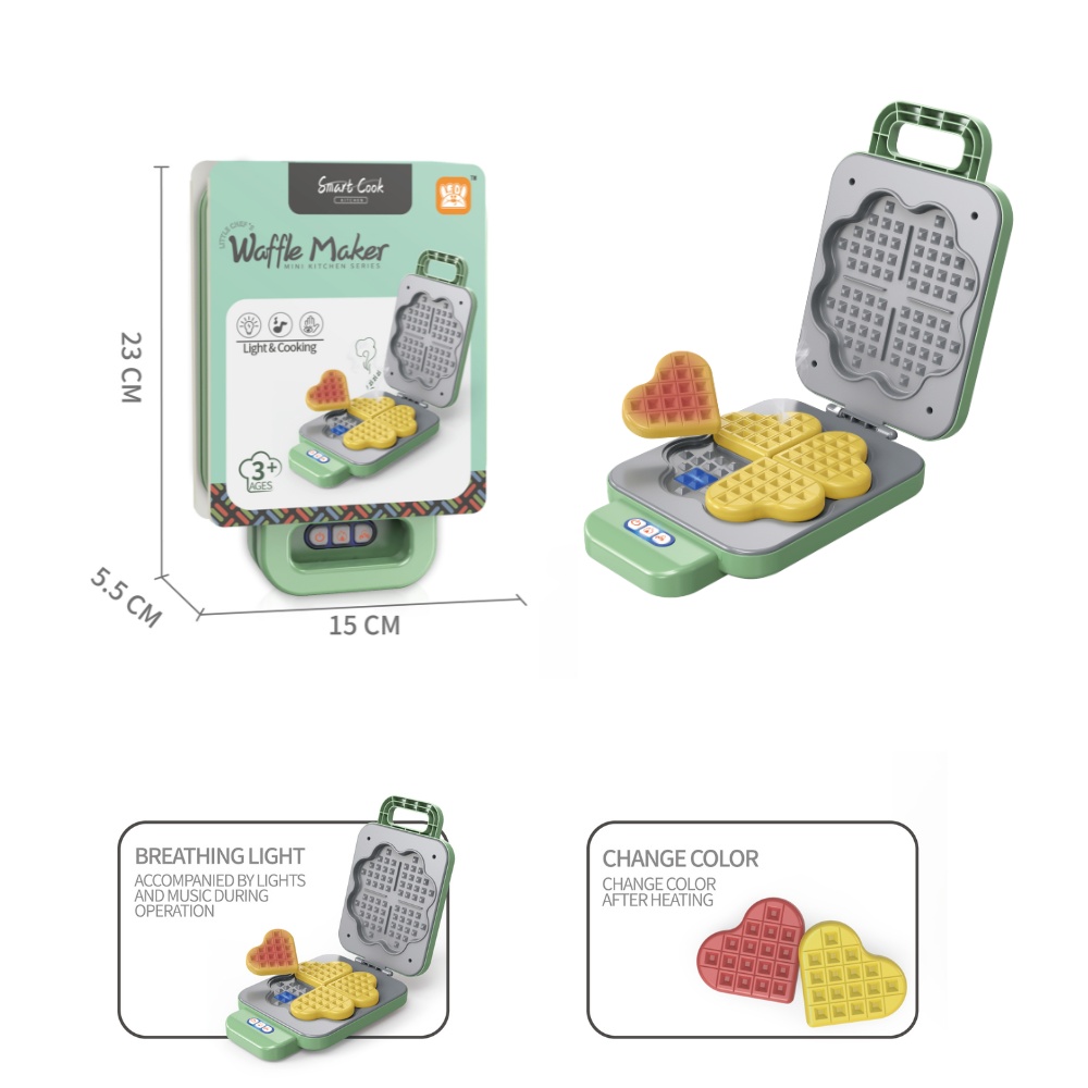 Pretend & Play Waffle Maker Set with Colour Changing Waffles - Green - Image 2