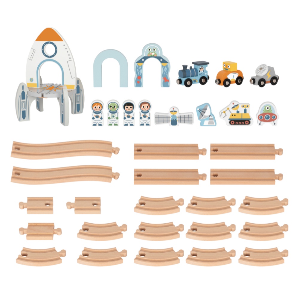 TookyToy - Wooden Space Station Train Toy Set - Image 5