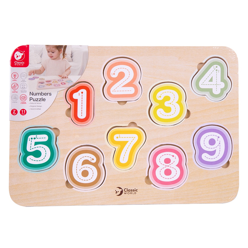 Classic World - Numbers & Fruit - Counting & Tracing Wooden Puzzle - 10pcs - Image 6
