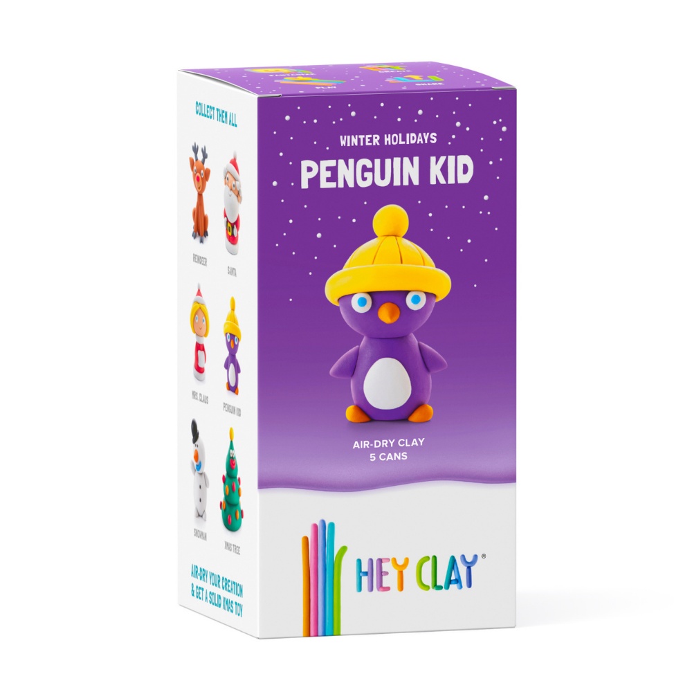 Hey Clay - Modelling Air-Dry Clay with Fun Interactive App - Penguin, Christmas Series, 5 cans - Image 6