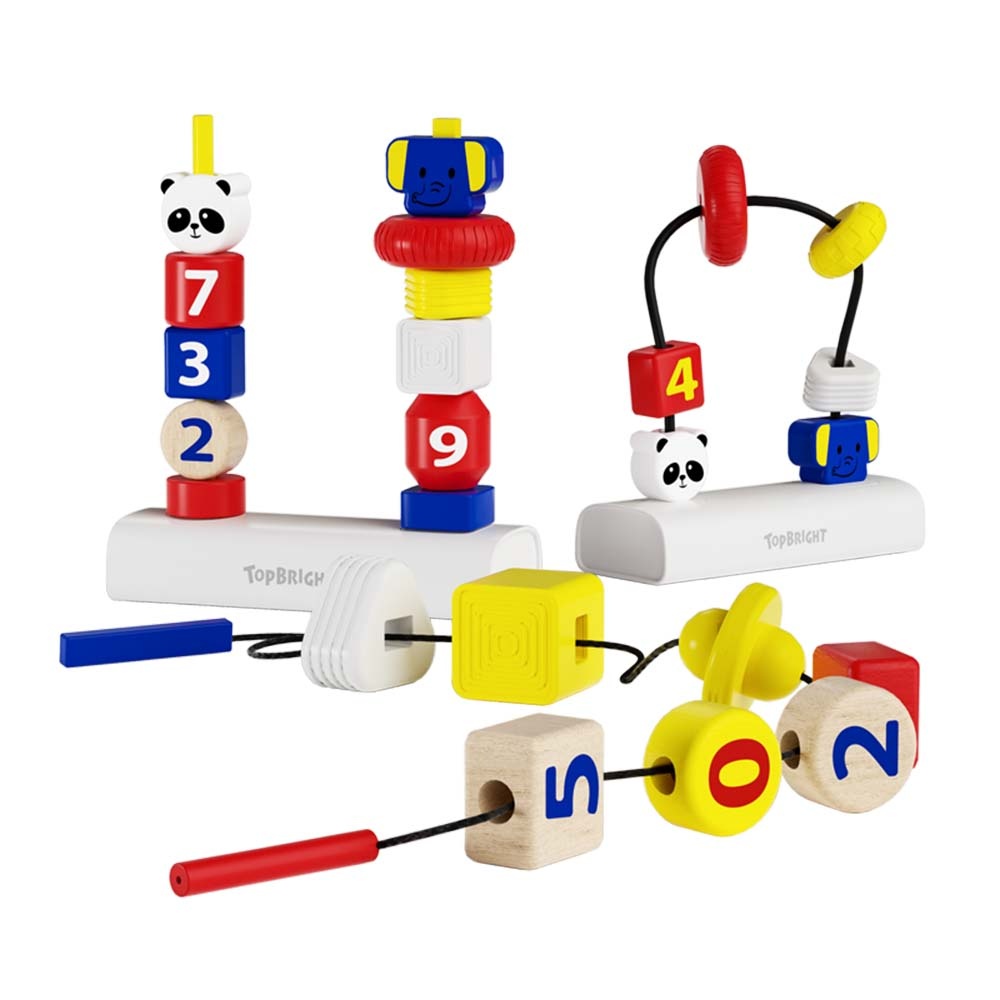 TopBright 3-in-1 Fine Motor Activity - Stack, Lace & Maze Toy For Toddlers - Image 5