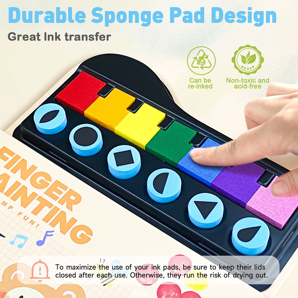 Jar Meló - Finger Paint Stamp Book - Colouring Activity with 6 Stamps & Paint Pads - Image 3