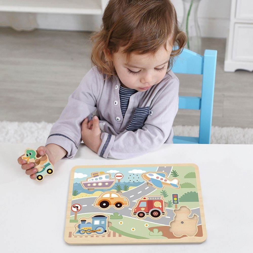 TookyToy - Wooden Sound Puzzle - Vehicles - 7 Pieces - Image 2