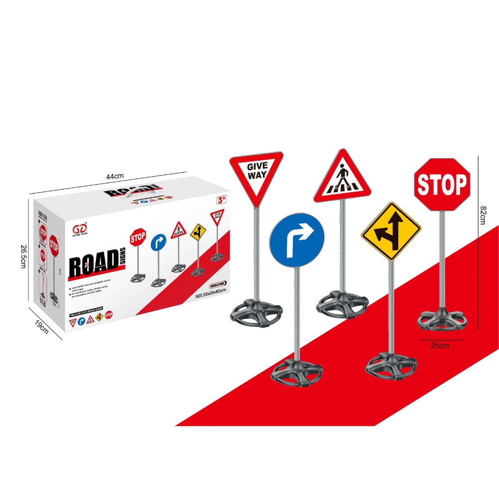 Pretend & Play Road Signs Set of 5 - Road Safety Role-Play Accessory - Image 3