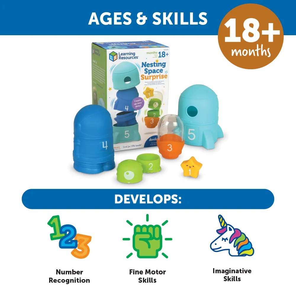 Learning Resources - Nesting Space Surprise Set: Rocket Fine Motor Sorting Toy for Toddlers - Image 5