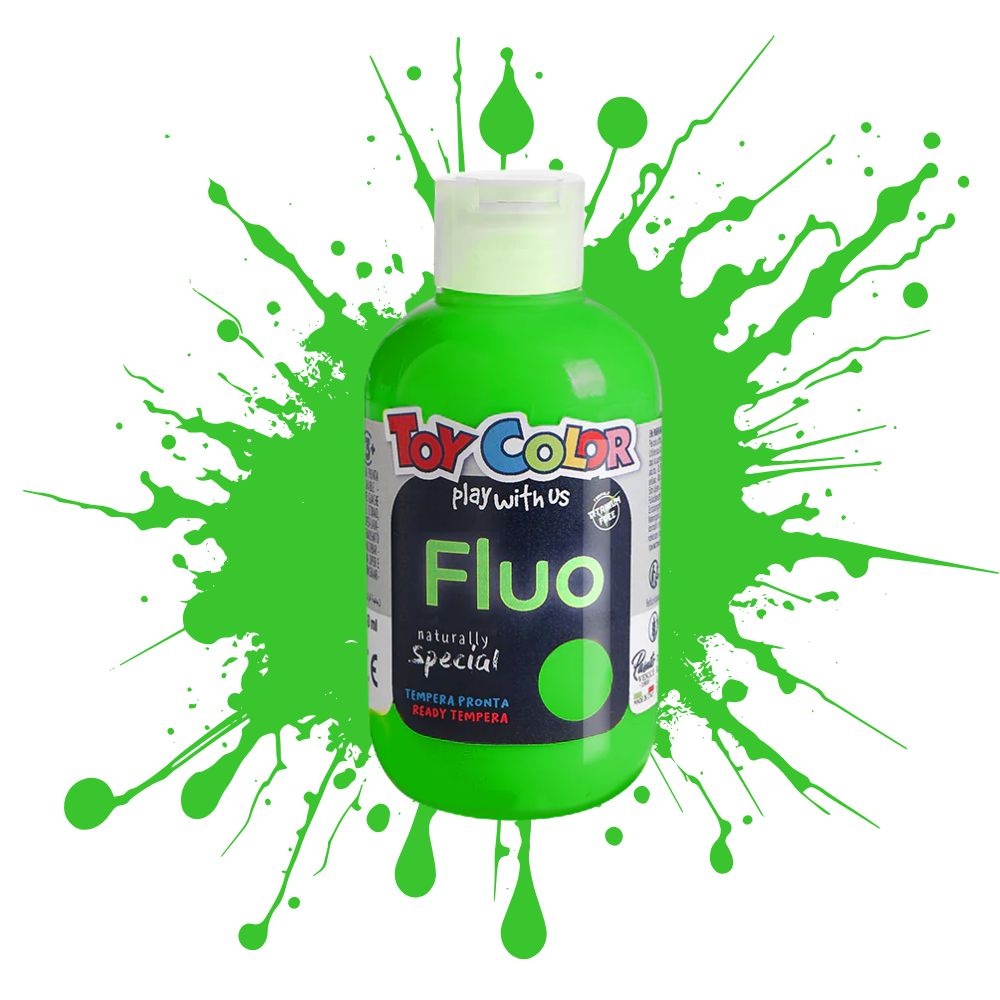 Toy Color - Superwashable Ready-Mix Tempera Paint for Kids - Fluorescent Shades - 4 x 250ml - Image 4