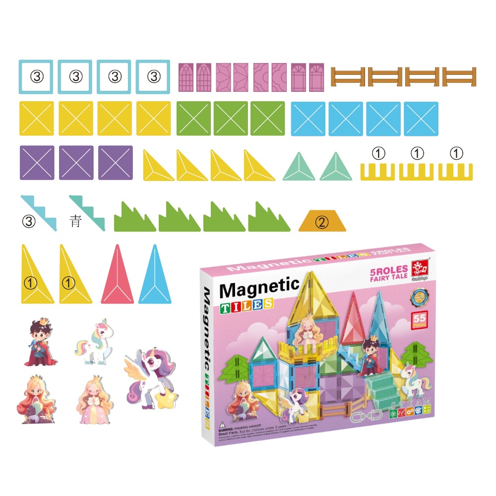 Magnetic Tiles - Princess Set - 55 Pieces - Image 6