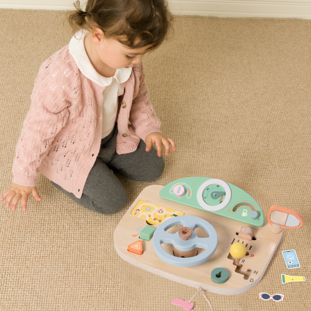 Classic World - Steering Wheel Wooden Busy Board - 5pcs - Image 2