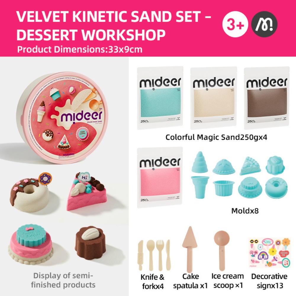 Mideer - Sweet Treat Magic Sand Play Set: 1kg Kinetic Sand with Sensory Bin, Moulds & Tools - Image 2