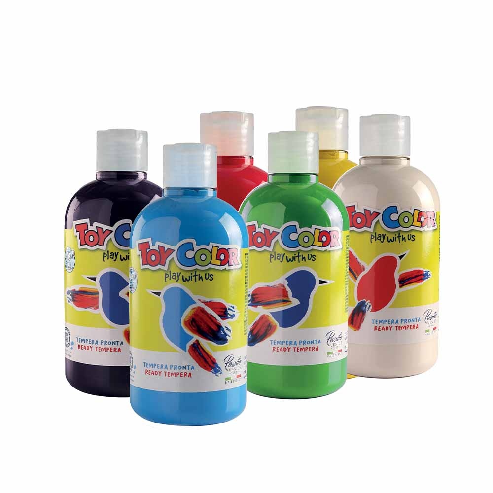 Toy Color - Superwashable Ready-Mix Tempera Paint for Kids - Bulk Pack 6 x 500ml