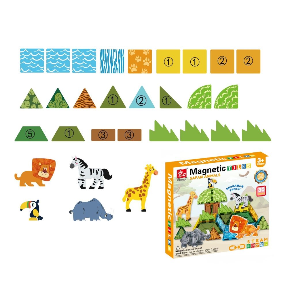 Magnetic Tiles - Safari Animals Set - 30 Pieces - Image 6