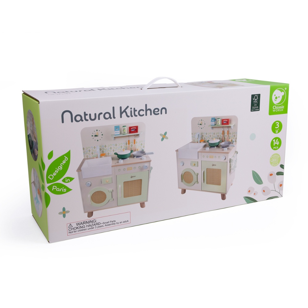 Classic World - Pretend & Play - Wooden Natural Kitchen - 16pcs - Image 7