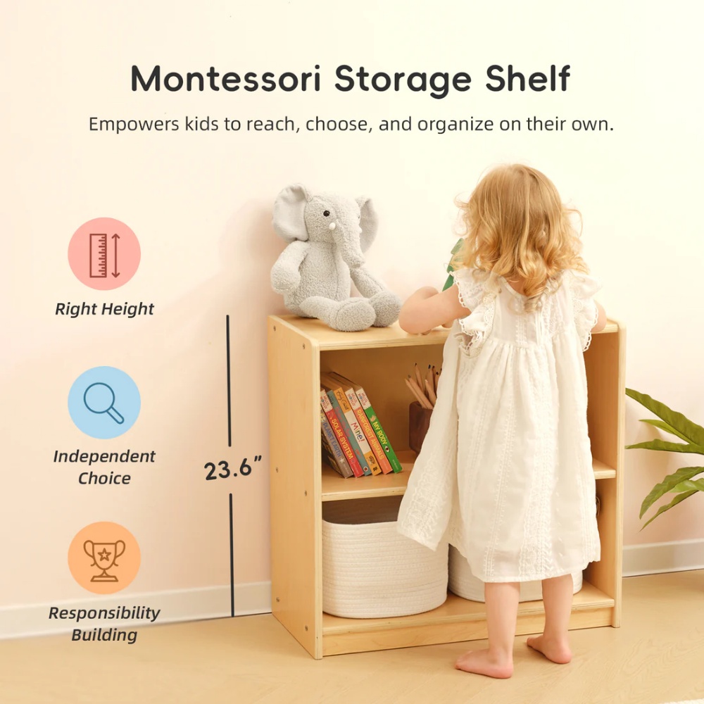 TookyToy - Wooden Shelf and Toy Storage for Kids Room: Plywood 60x63cm - Image 8