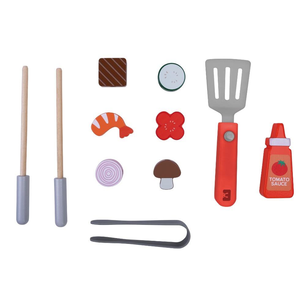 Greenbean - Pretend & Play - Wooden Braai Set with Lights & Sound - 13pcs - Image 4