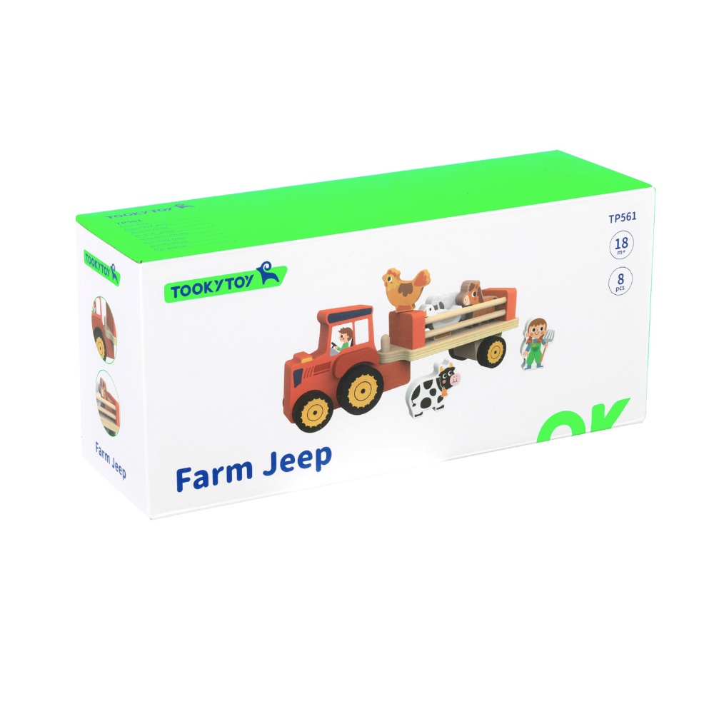 TookyToy - Pretend Play Wooden Farm Animal Tractor Toy Set - 8 Pieces - Image 6