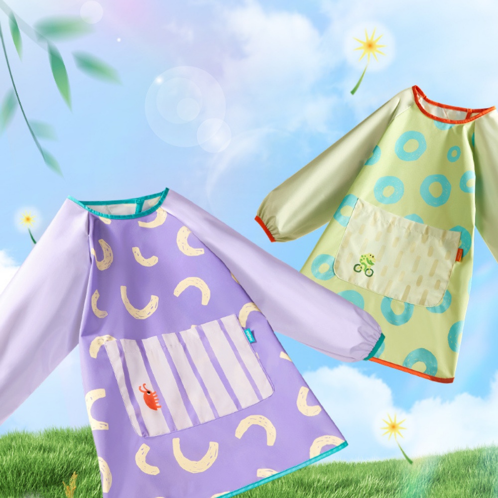 Mideer - Waterproof Art Smock: Kids Painting Apron - Lime Green - Image 4