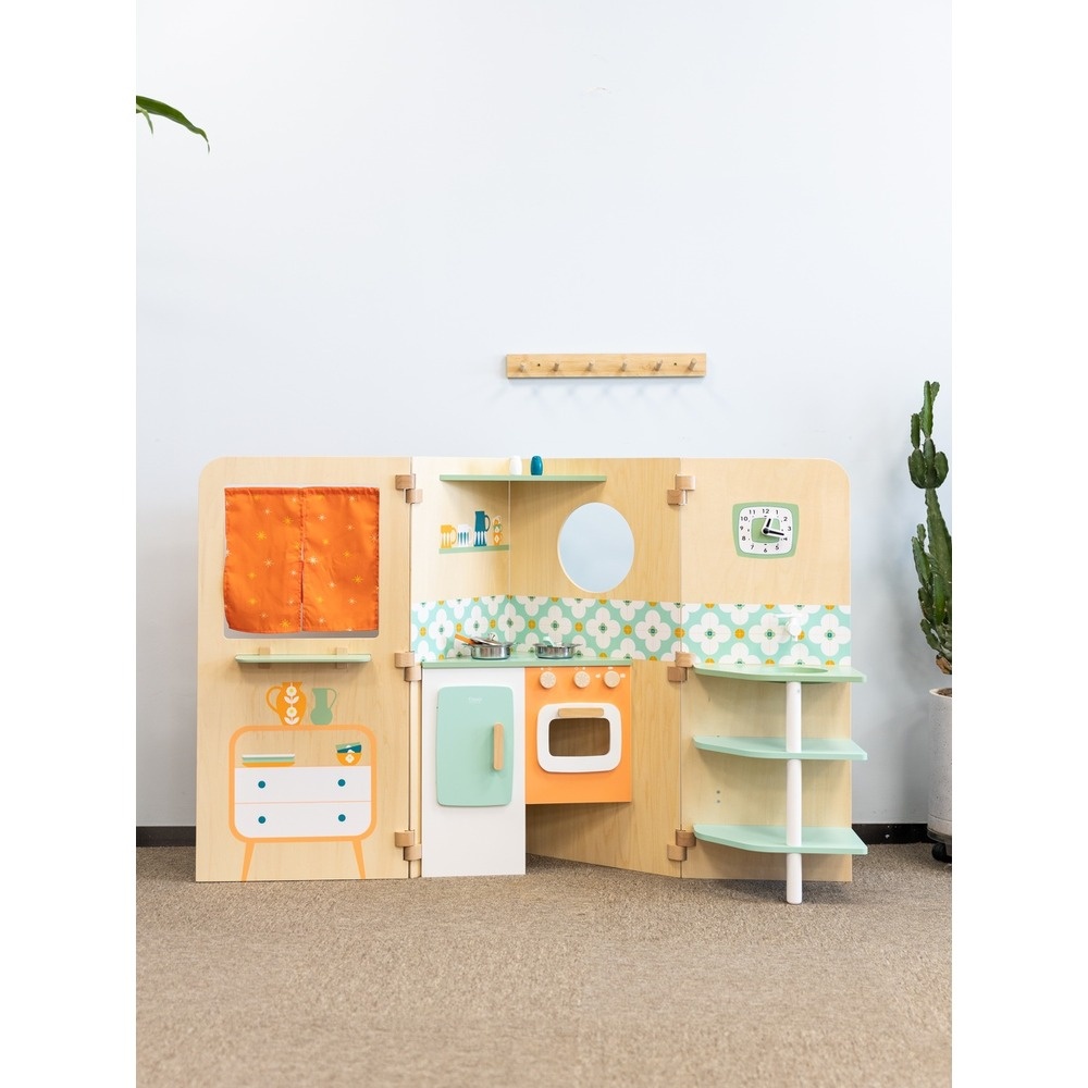 Classic World - Pretend & Play Foldable Kitchen Play House w Chalkboard & Accessories - Image 3