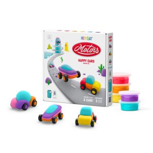 Hey Clay - Modelling Air-Dry Clay with Fun Interactive App - Happy Cars, series Motors, 6 cans-**