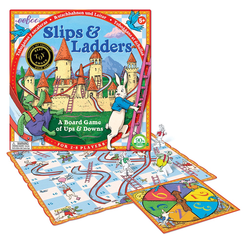 eeBoo - Snakes and Ladders Kids Board Game with Fairy Tale Theme -**