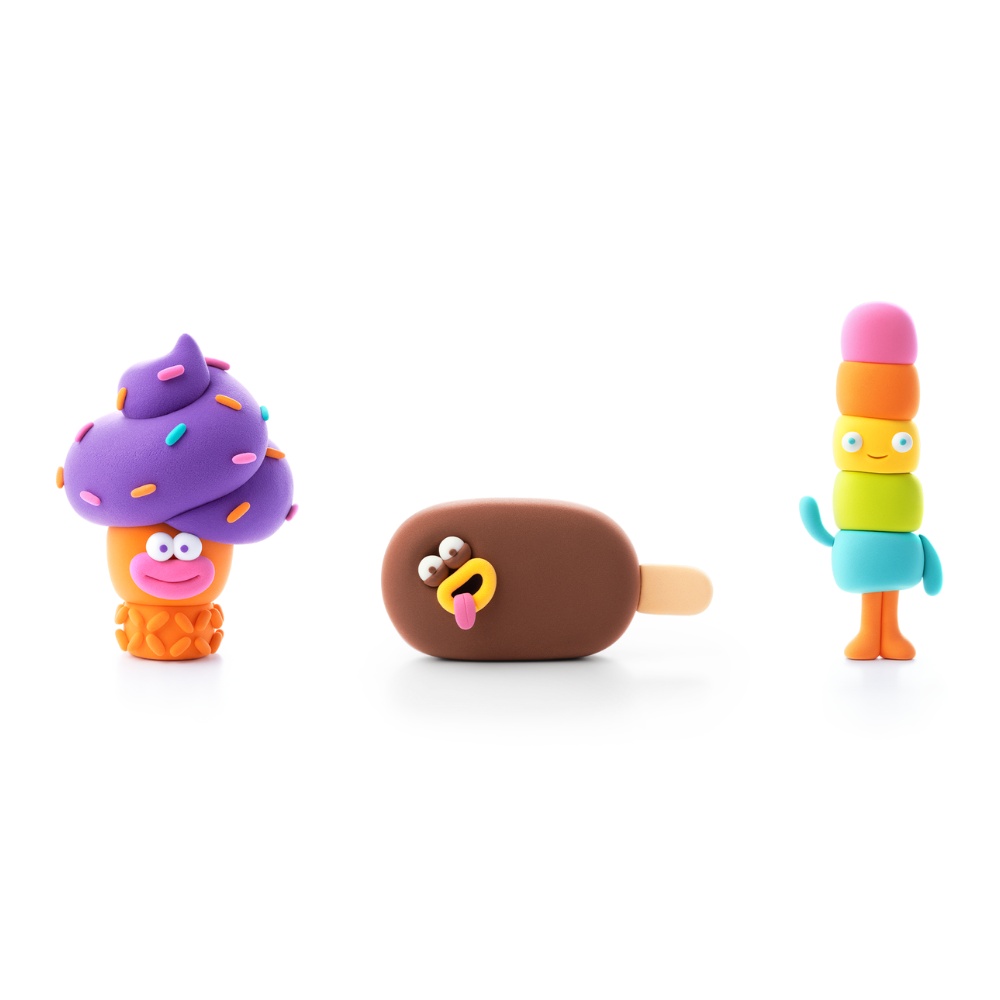 Hey Clay - Modelling Air-Dry Clay with Fun Interactive App - Windy Sprinkle, Warm Ice, Choco Pop, Series Nice Ice Cream, 6 cans - Image 2