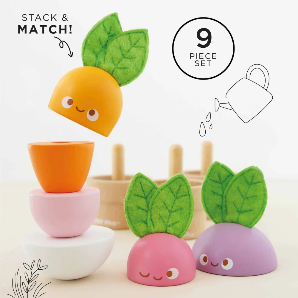 Le Toy Van - Wooden Stacking Veggies - 9pcs - Image 4