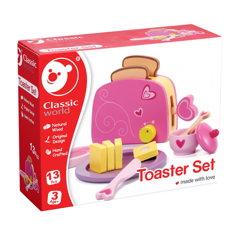 Classic World - Pretend & Play - Toaster Toy Set - 13pcs - Image 3