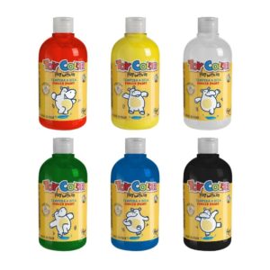 Toy Color - Superwashable Ready-Mix Non-Toxic Fingerpaint - Bulk Pack 6 x 500ml