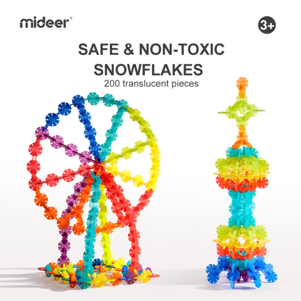 Mideer - Translucent Colour Snowflake Blocks - 200 Piece Building Set - Image 4