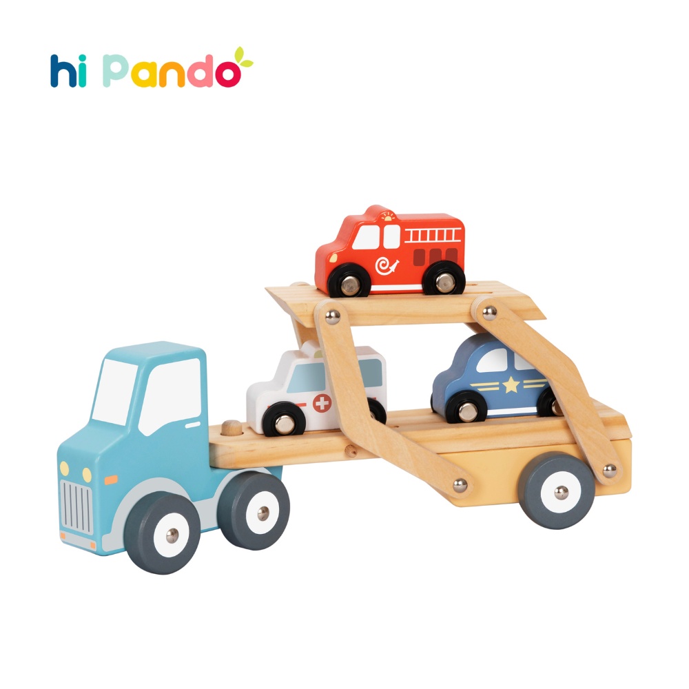 hi Pando - Wooden Car Transporter Truck - 4pcs - Image 5