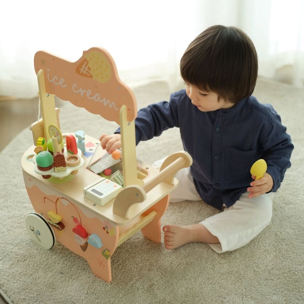 Classic World - Pretend & Play - Wooden Ice Cream Cart - 40pcs - Image 3