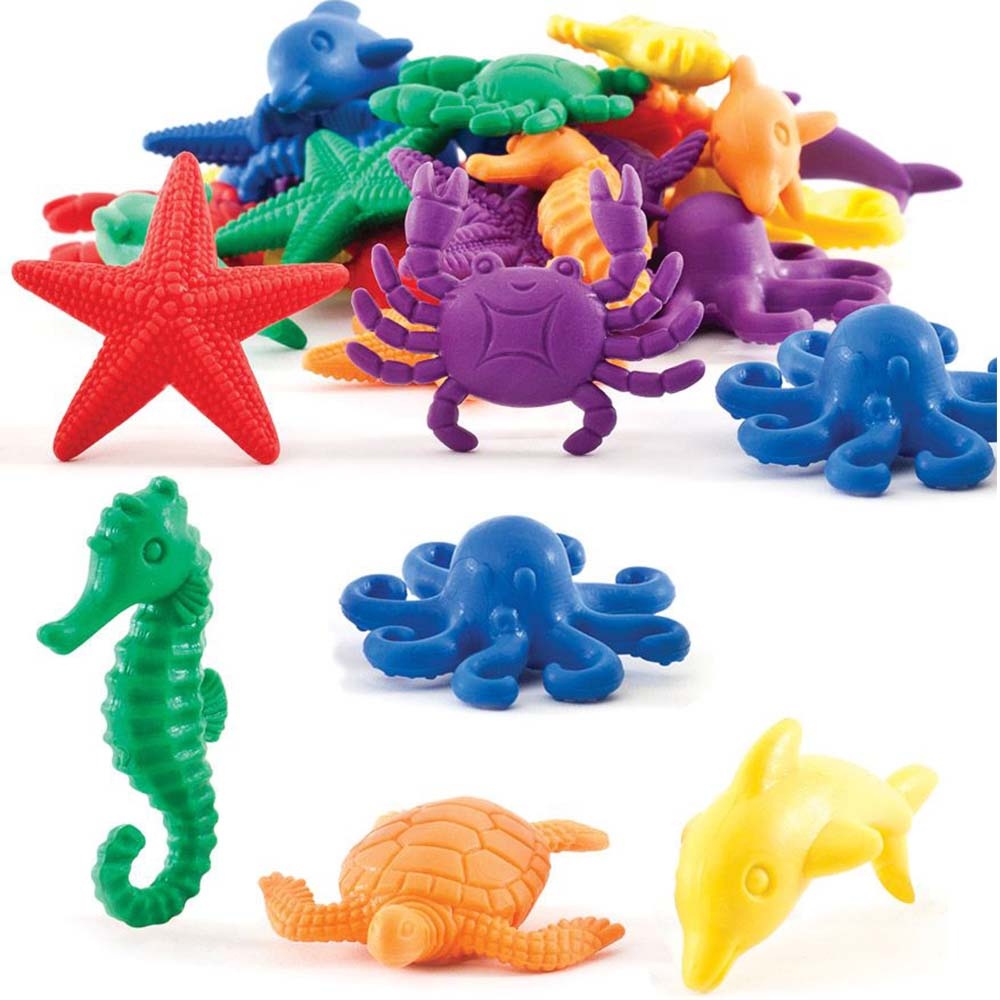 EDX Education - Multi-Coloured Aquatic Counters, Activity Cards and Tweezers