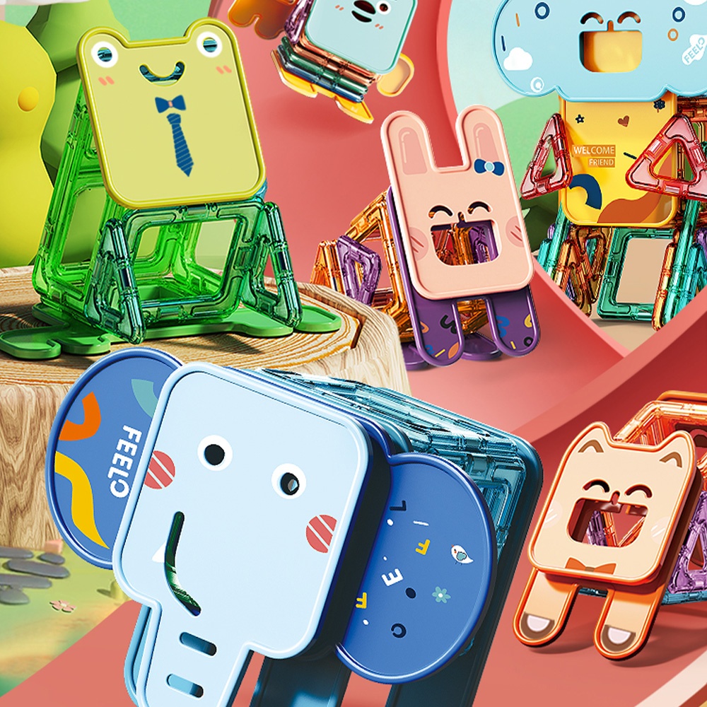 Feelo - Magnetic Tiles Activity Set - Animals - 50 Pieces-** - Image 2