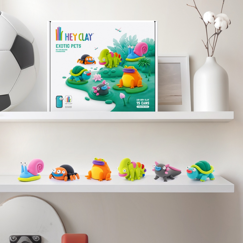 Hey Clay - Modelling Air-Dry Clay with Fun Interactive App - Exotic Pets, 15 cans - Image 2