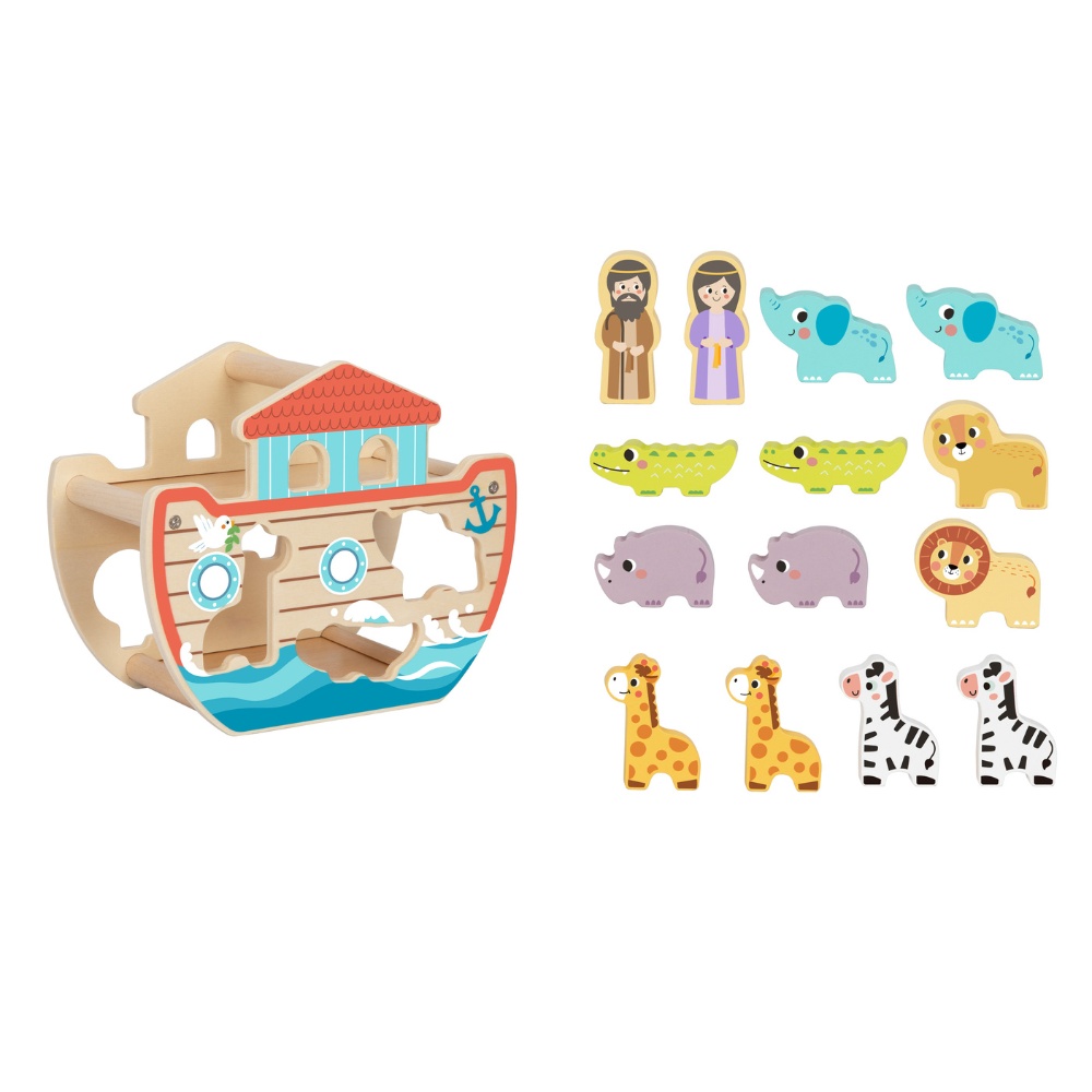hi Pando - Wooden Noah's Ark Playset with Animal Figures - 15pcs - Image 4