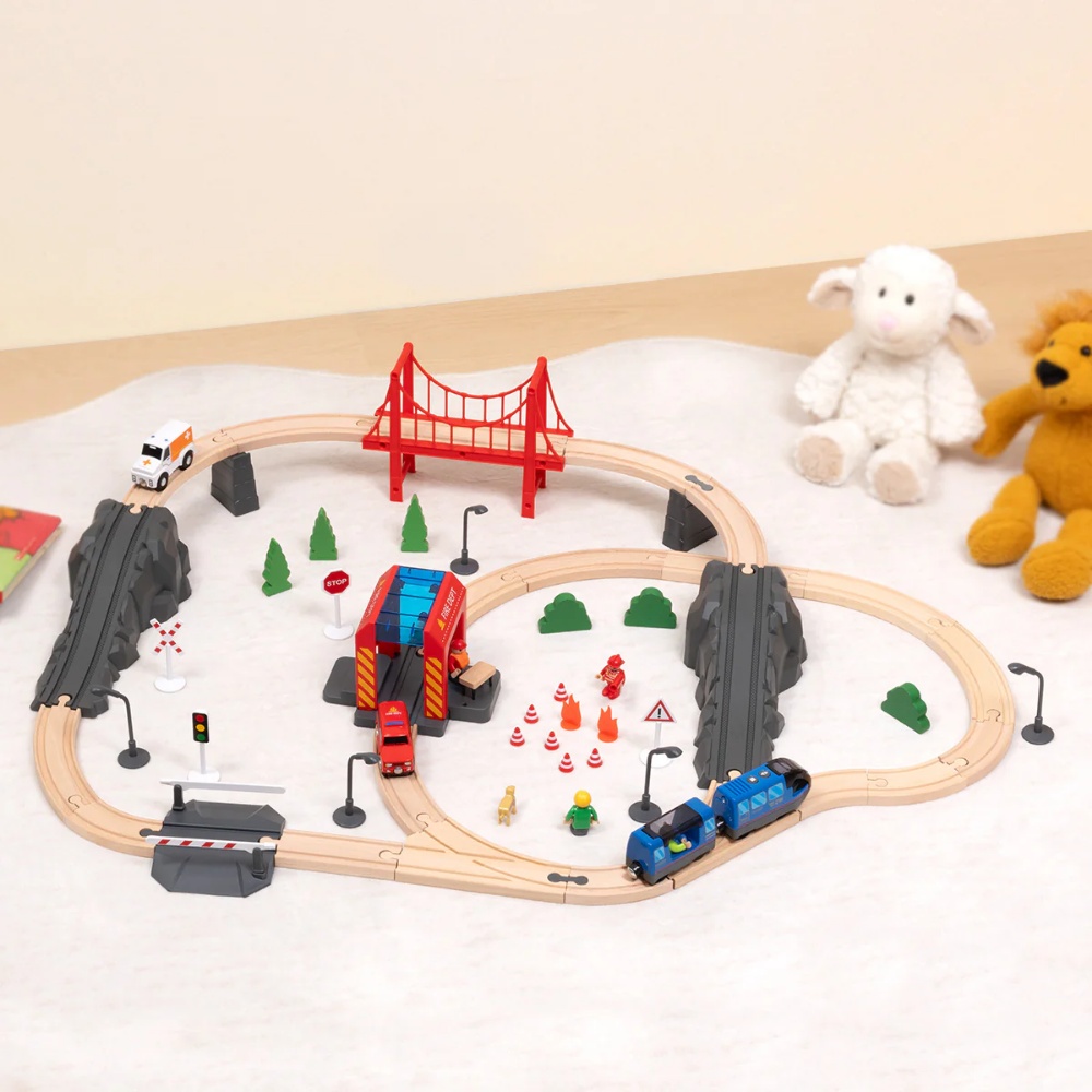 TookyToy - Wooden Train Set - Fire Rescue - Image 2