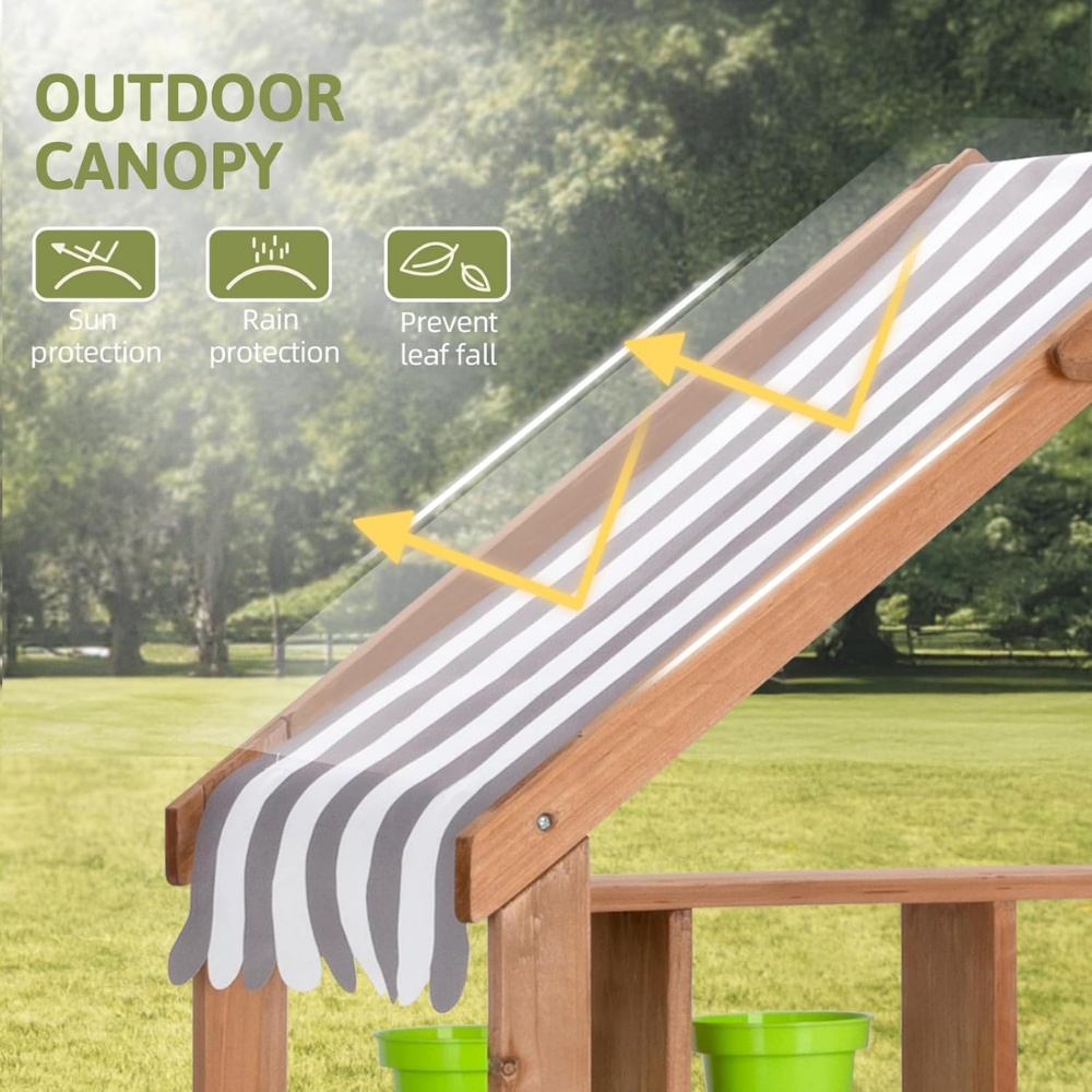 TookyToy - Outdoor Wooden Mud Kitchen with Accessories - 8 Pieces - Image 8