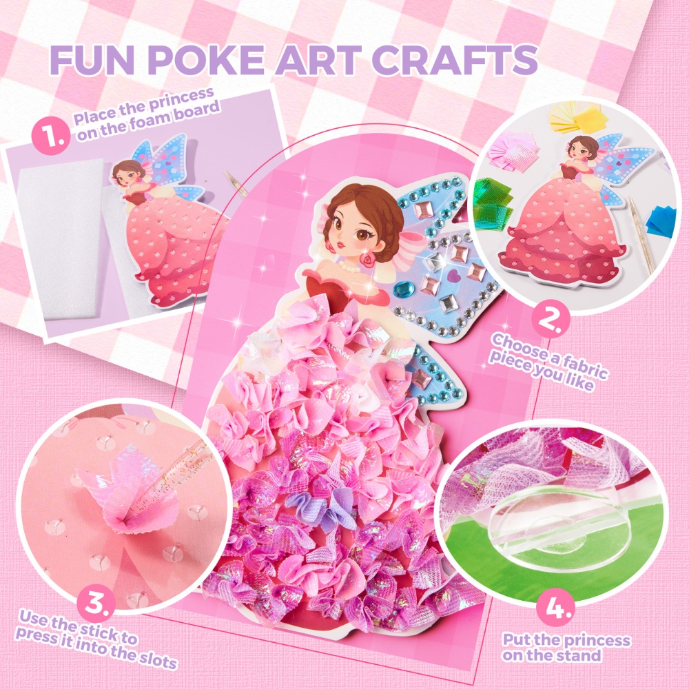 Jar Meló - 3-in-1 Dress Making Poke Arts & Crafts Set: Princess Garden - Image 4