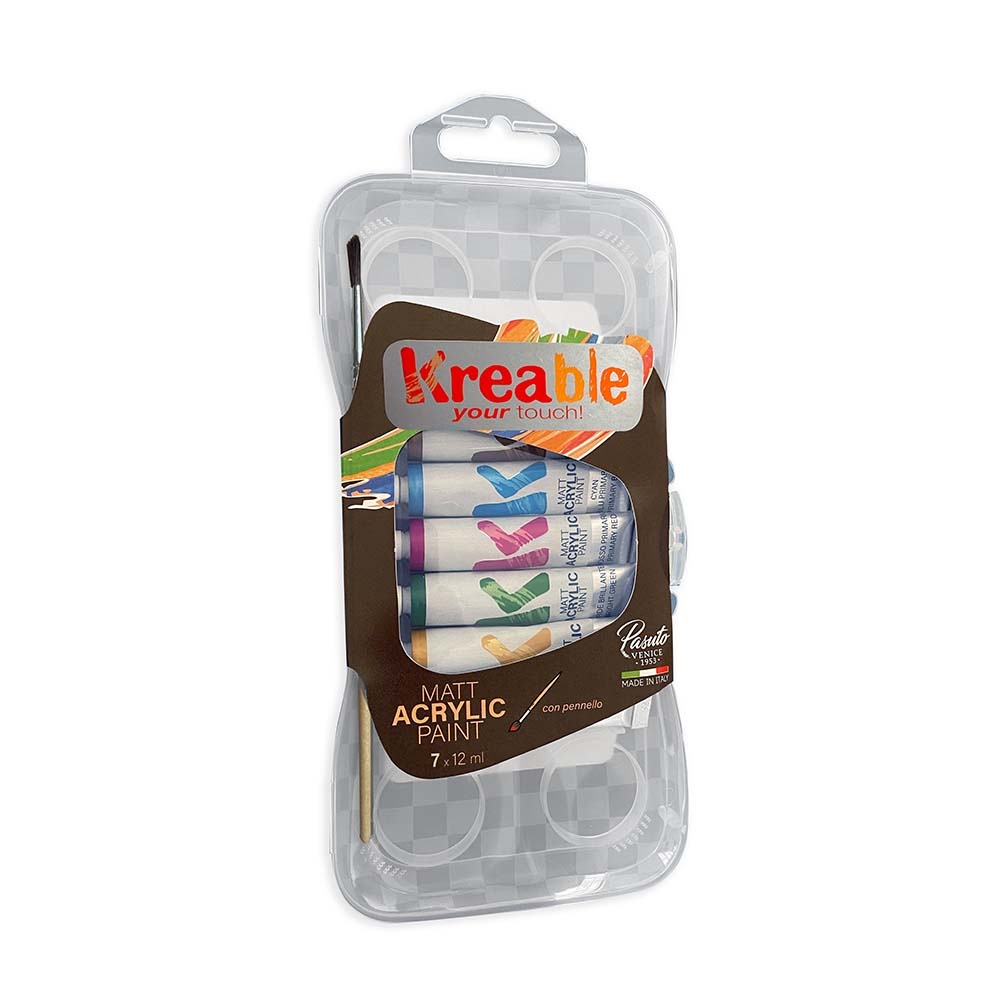 Toy Color Kreable - Matt Acrylic Paint Tubes Set 7 x 12ml - Non-Toxic Water-Based Art Paint in Plastic Storage Box - Image 3