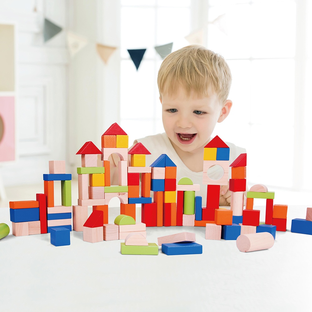 Classic World - Wooden Building Blocks with Sorting Lid - 100pcs - Image 2