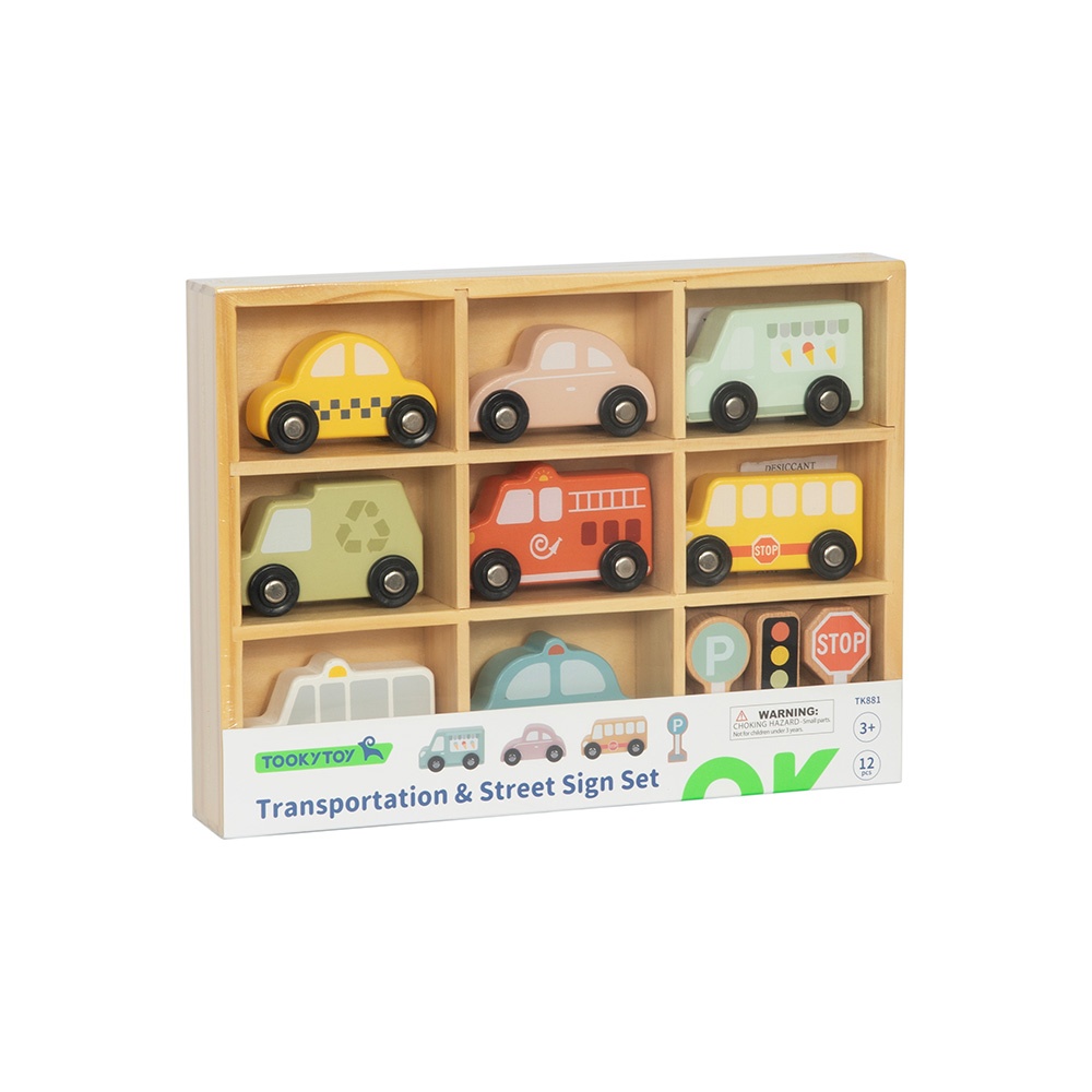 TookyToy - Transportation & Street Sign Set - 12 Piece Pastel Set - Image 8