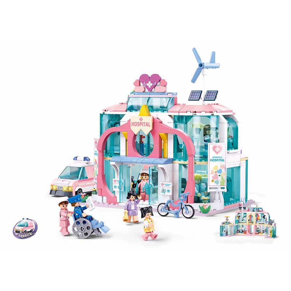 Sluban Building Set: Metropolis Pull Back - Dream City Hospital - 668 Pieces - Image 2